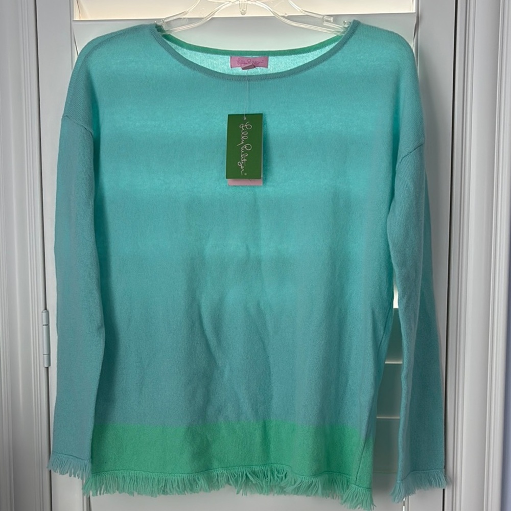 BNWT Lilly Pulitzer Fairfax Cashmere Aqua and Mint Sweater XS